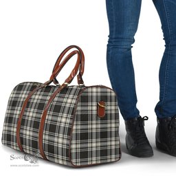 Scottish Menzies Black White Ancient Clan Tartan Travel Bag - Classic Scottish Plaid Tartan Plaid