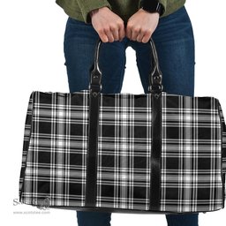 Scottish Menzies Black White Modern Clan Tartan Travel Bag - Classic Scottish Plaid Tartan Plaid