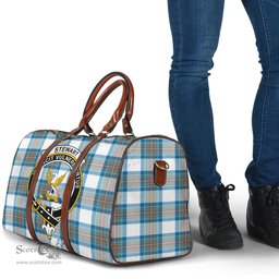 Scottish Stewart Muted Blue Clan Tartan Travel Bag - Crest Classic Scottish Plaid Tartan Plaid