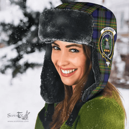 Scottish MacLaren Modern Clans Tartan Trapper Hat - Crest Classic Scottish Plaid Tartan Plaid