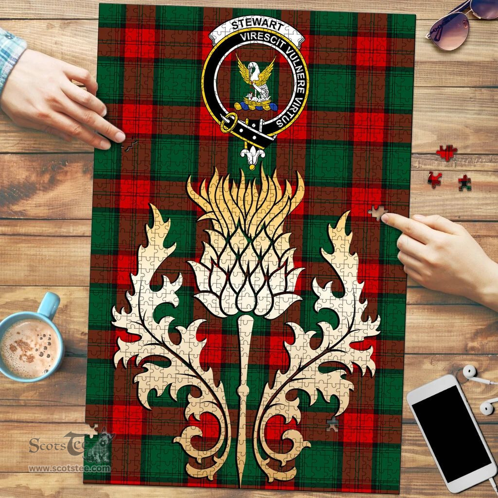 Scottish Stewart Atholl Modern Clan Tartan Puzzle - Thistle Gold Style Scottish Plaid Tartan Plaid