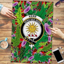 Scottish Kerr Modern Clan Tartan Puzzle - Thistle Pattern Style Scottish Plaid Tartan Plaid