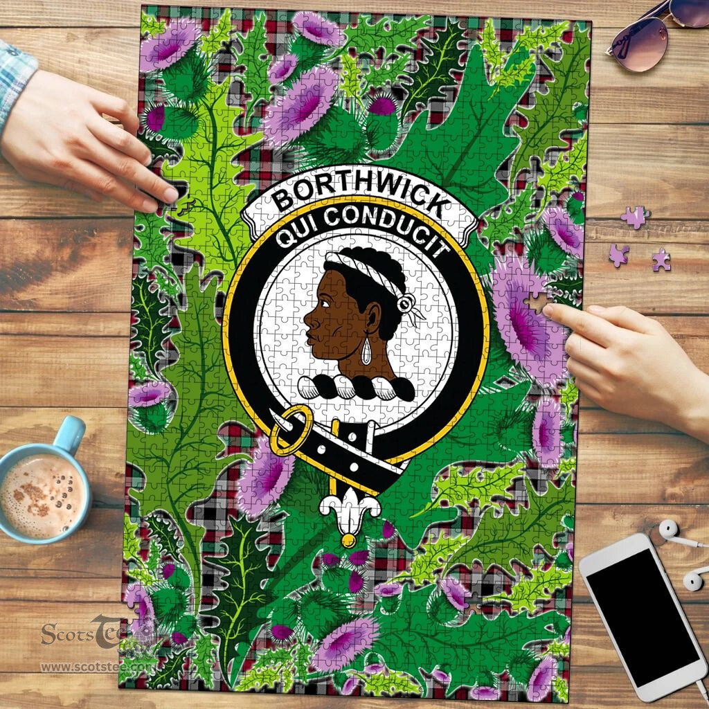 Scottish Borthwick Ancient Clan Tartan Puzzle - Thistle Pattern Style Scottish Plaid Tartan Plaid