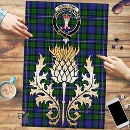 Scottish Robertson Hunting Modern Clan Tartan Puzzle - Thistle Gold Style Scottish Plaid Tartan Plaid