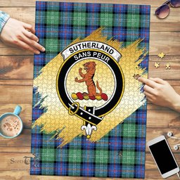 Scottish Sutherland Old Ancient Clan Tartan Puzzle - Gold Style Scottish Plaid Tartan Plaid