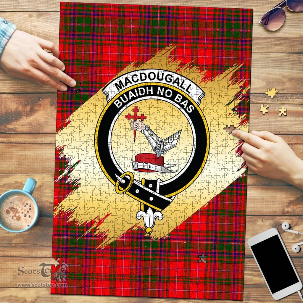 Scottish MacDougall Modern Clan Tartan Puzzle - Gold Style Scottish Plaid Tartan Plaid