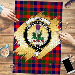 Scottish Gow of Skeoch Clan Tartan Puzzle - Gold Style Scottish Plaid Tartan Plaid