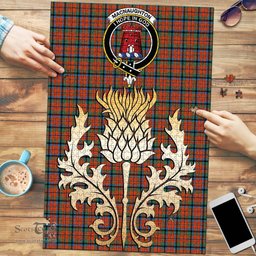 Scottish MacNaughton Ancient Clan Tartan Puzzle - Thistle Gold Style Scottish Plaid Tartan Plaid