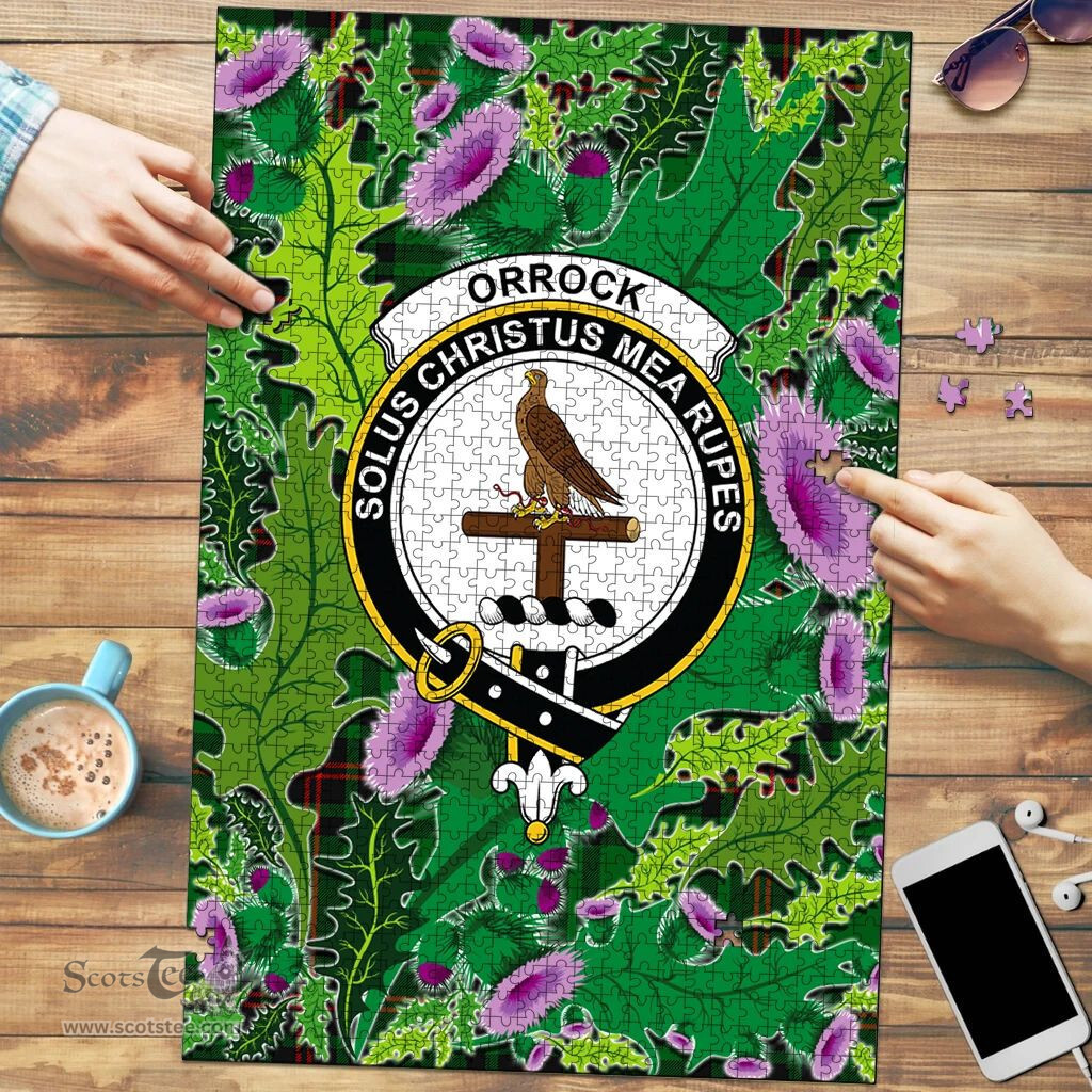Scottish Orrock Clan Tartan Puzzle - Thistle Pattern Style Scottish Plaid Tartan Plaid
