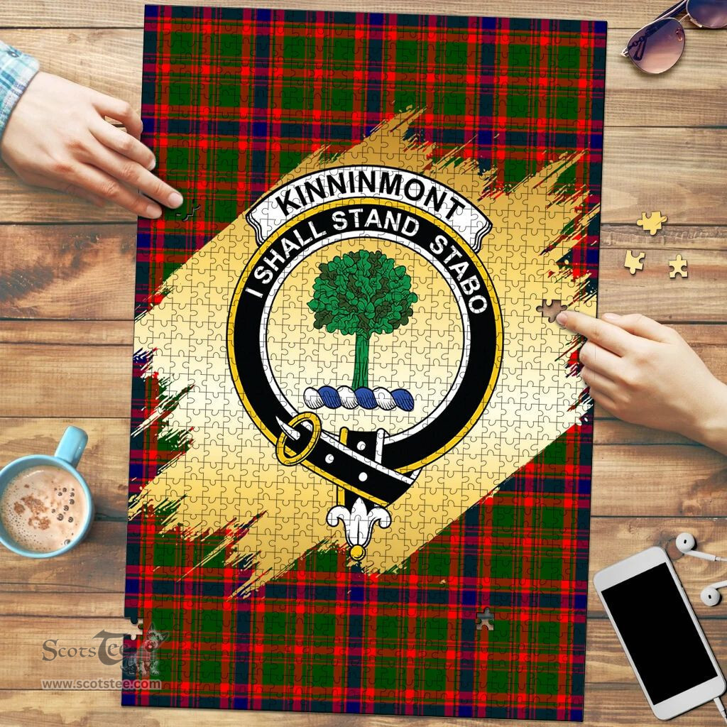 Scottish Kinninmont Clan Tartan Puzzle - Gold Style Scottish Plaid Tartan Plaid