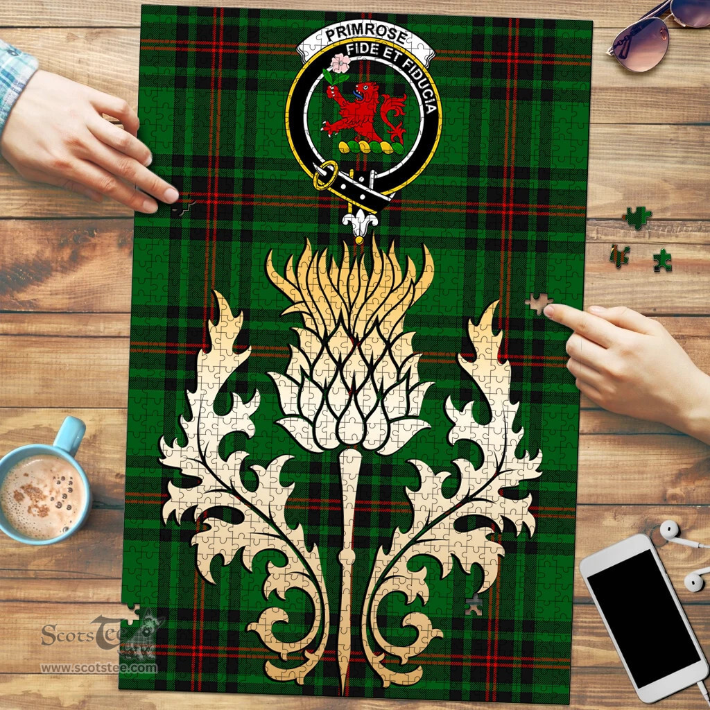 Scottish Primrose Clan Tartan Puzzle - Thistle Gold Style Scottish Plaid Tartan Plaid