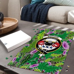 Scottish MacLeod of Harris Weathered Clan Tartan Puzzle - Thistle Pattern Style Scottish Plaid Tartan Plaid
