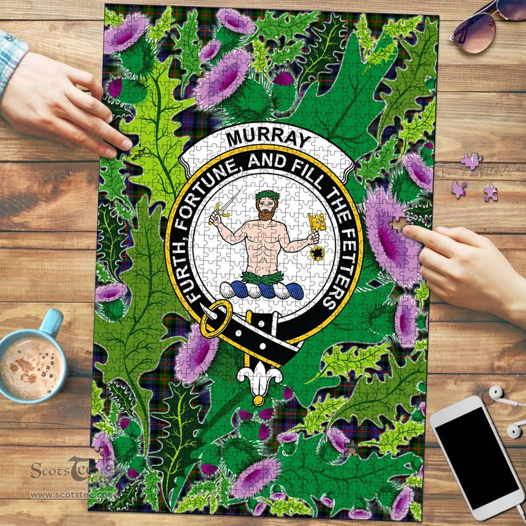 Scottish Murray of Atholl Modern Clan Tartan Puzzle - Thistle Pattern Style Scottish Plaid Tartan Plaid