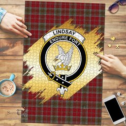 Scottish Lindsay Weathered Clan Tartan Puzzle - Gold Style Scottish Plaid Tartan Plaid