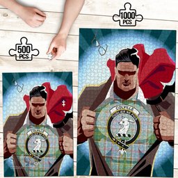 Scottish Colville Clan Tartan Puzzle - Supper Hero Style Scottish Plaid Tartan Plaid