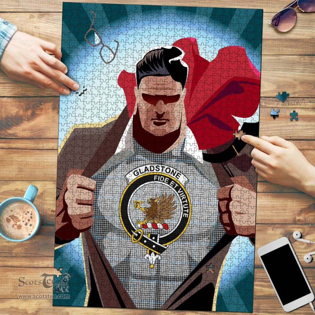 Scottish Gladstone Clan Tartan Puzzle - Supper Hero Style Scottish Plaid Tartan Plaid