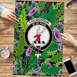 Scottish Colquhoun Modern Clan Tartan Puzzle - Thistle Pattern Style Scottish Plaid Tartan Plaid