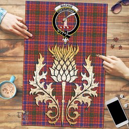 Scottish MacRae Ancient Clan Tartan Puzzle - Thistle Gold Style Scottish Plaid Tartan Plaid