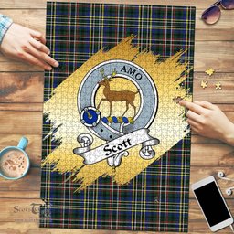 Scottish Scott Green Modern Clan Tartan Puzzle - Gold Style Scottish Plaid Tartan Plaid