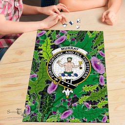 Scottish Murray of Atholl Modern Clan Tartan Puzzle - Thistle Pattern Style Scottish Plaid Tartan Plaid