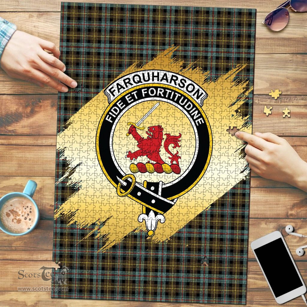 Scottish Farquharson Weathered Clan Tartan Puzzle - Gold Style Scottish Plaid Tartan Plaid