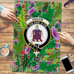 Scottish Ogilvie Clan Tartan Puzzle - Thistle Pattern Style Scottish Plaid Tartan Plaid
