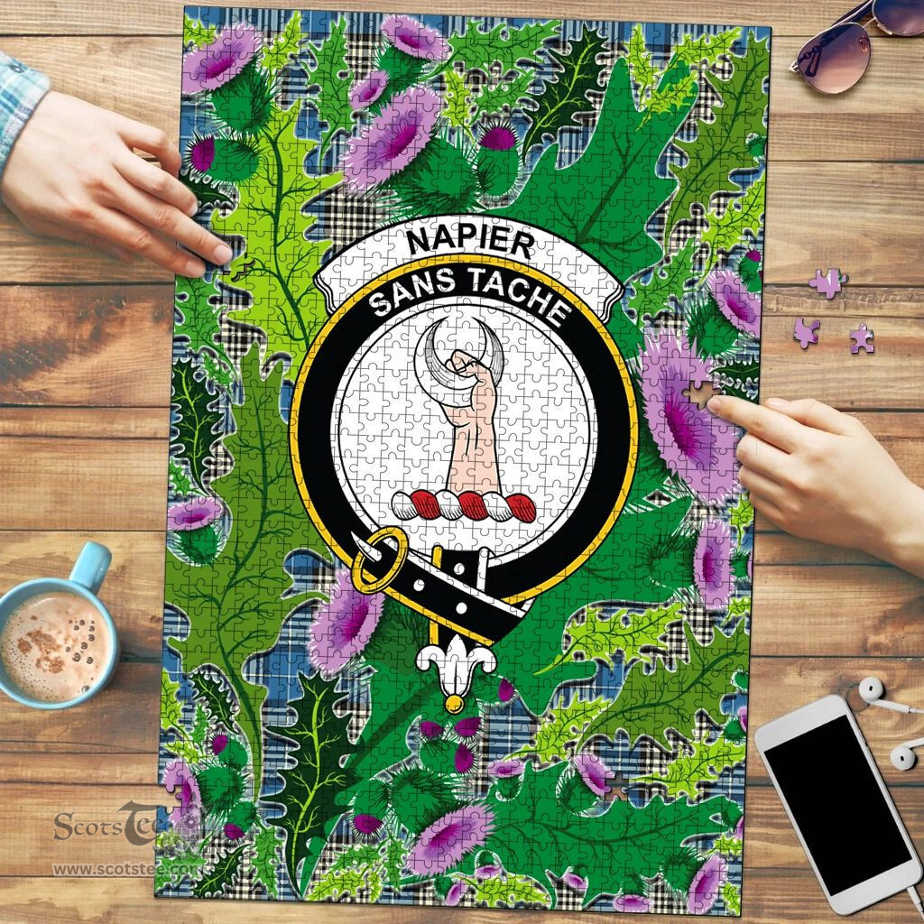Scottish Napier Ancient Clan Tartan Puzzle - Thistle Pattern Style Scottish Plaid Tartan Plaid