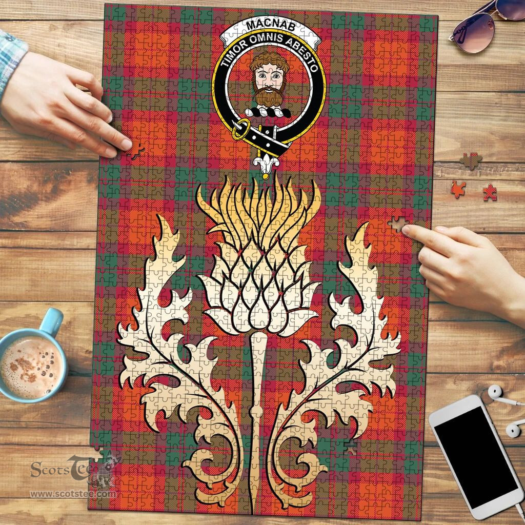 Scottish MacNab Ancient Clan Tartan Puzzle - Thistle Gold Style Scottish Plaid Tartan Plaid