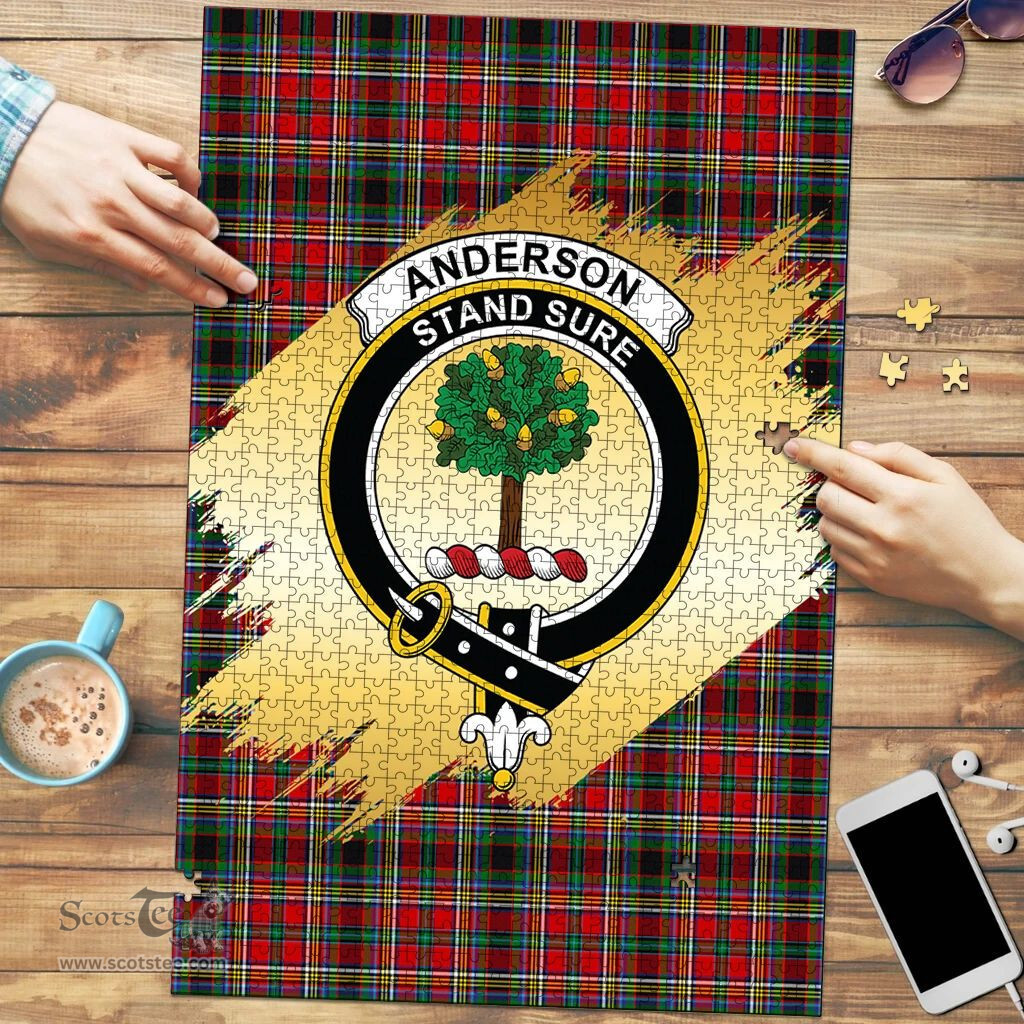 Scottish Anderson of Arbrake Clan Tartan Puzzle - Gold Style Scottish Plaid Tartan Plaid