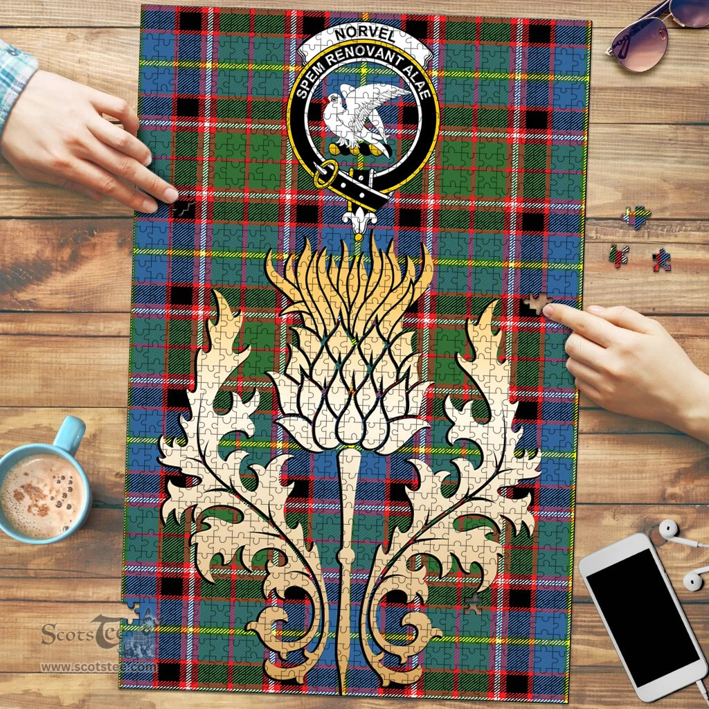 Scottish Norvel Clan Tartan Puzzle - Thistle Gold Style Scottish Plaid Tartan Plaid
