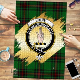 Scottish Logie Clan Tartan Puzzle - Gold Style Scottish Plaid Tartan Plaid