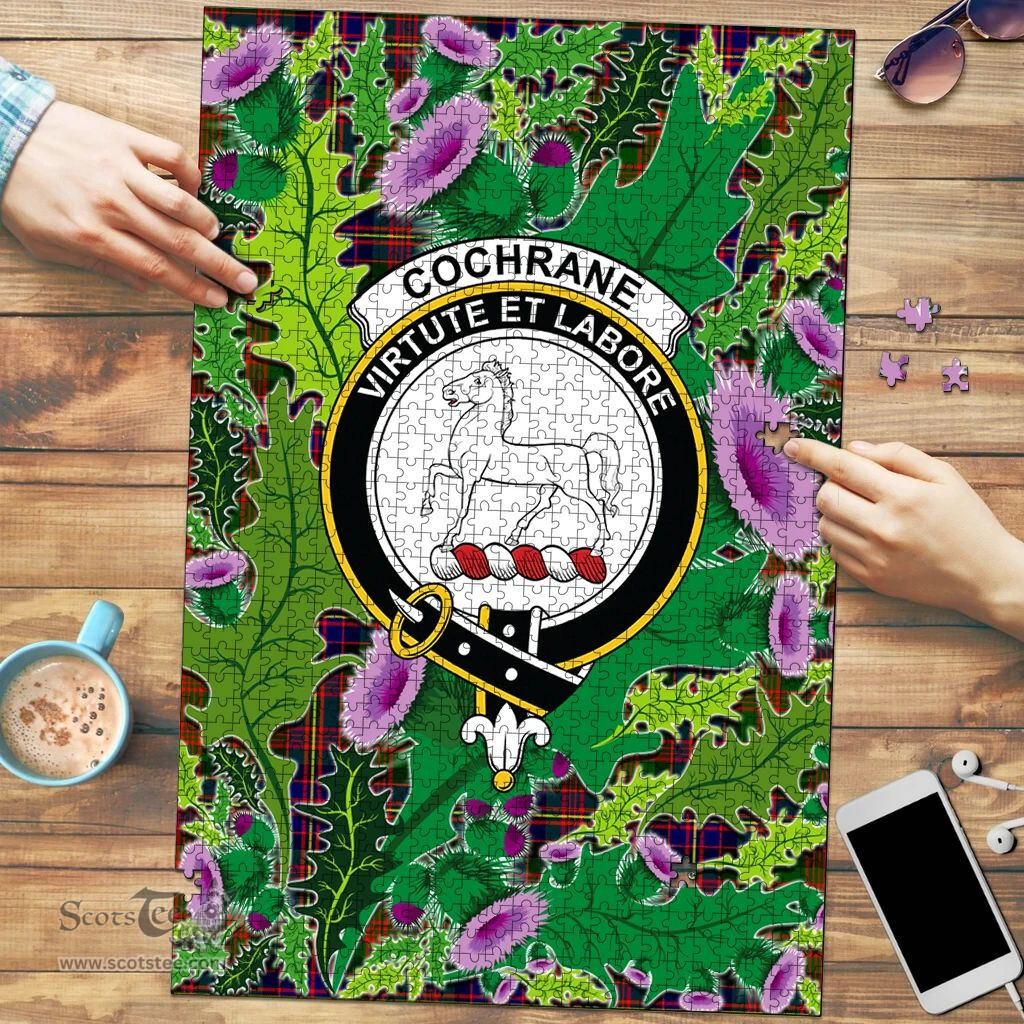 Scottish Cochrane Modern Clan Tartan Puzzle - Thistle Pattern Style Scottish Plaid Tartan Plaid