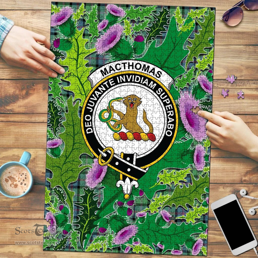 Scottish MacThomas Ancient Clan Tartan Puzzle - Thistle Pattern Style Scottish Plaid Tartan Plaid