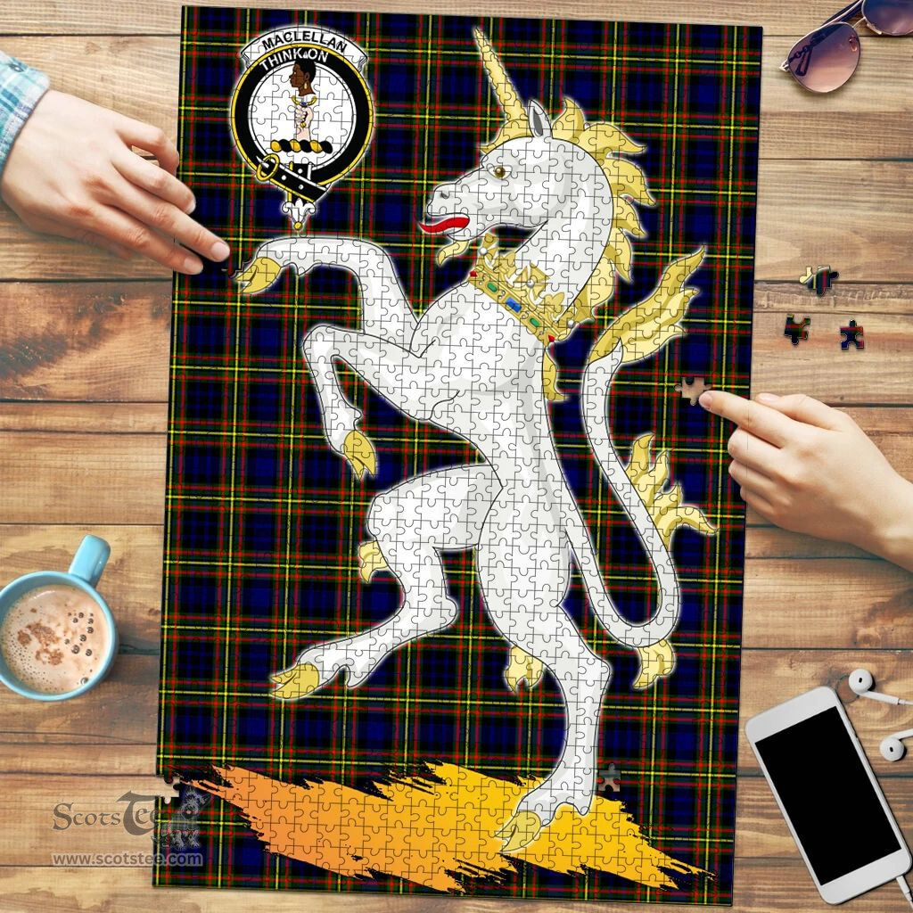 Scottish MacLellan Modern Clan Tartan Puzzle - Unicorn Style Scottish Plaid Tartan Plaid