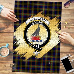 Scottish Clelland Modern Clan Tartan Puzzle - Gold Style Scottish Plaid Tartan Plaid