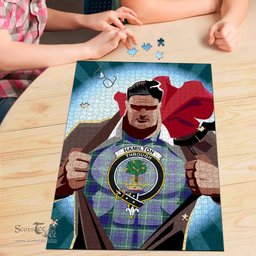 Scottish Hamilton Hunting Modern Clan Tartan Puzzle - Supper Hero Style Scottish Plaid Tartan Plaid