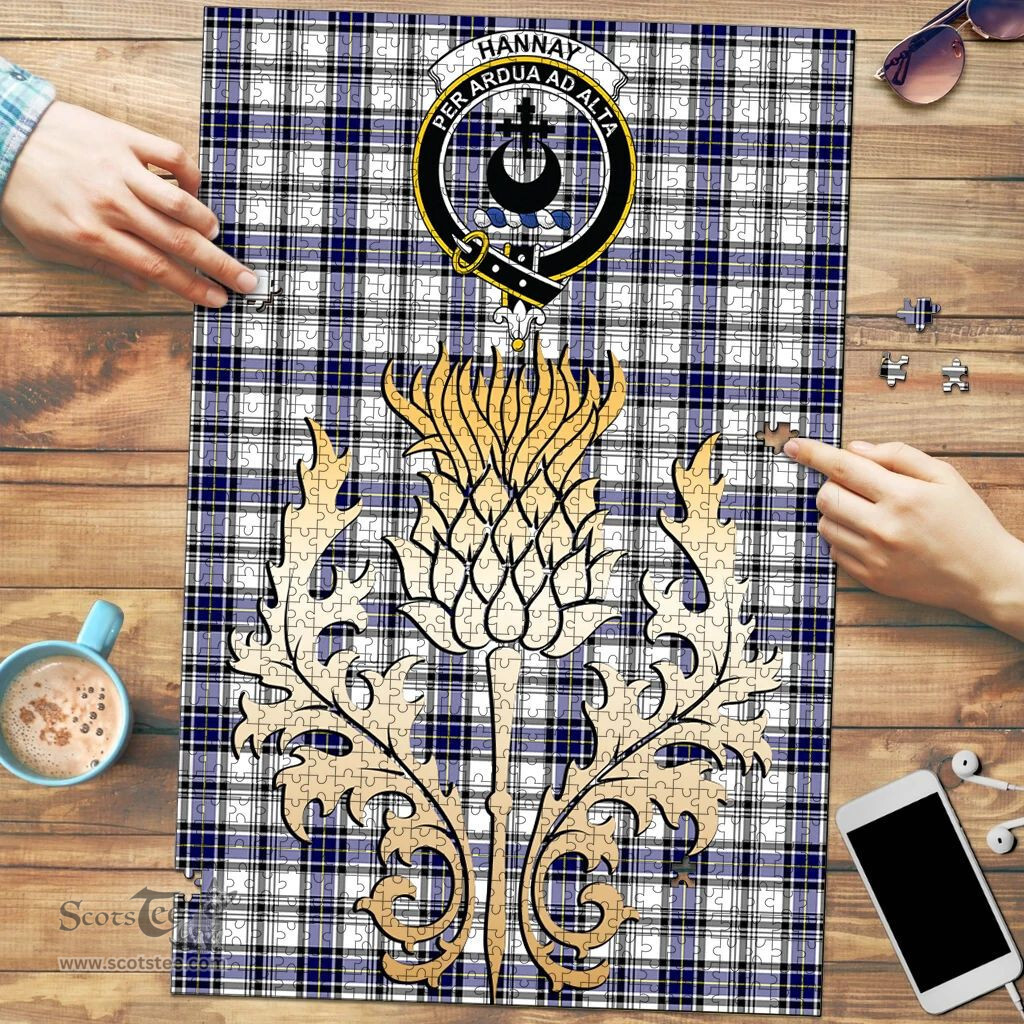 Scottish Hannay Modern Clan Tartan Puzzle - Thistle Gold Style Scottish Plaid Tartan Plaid
