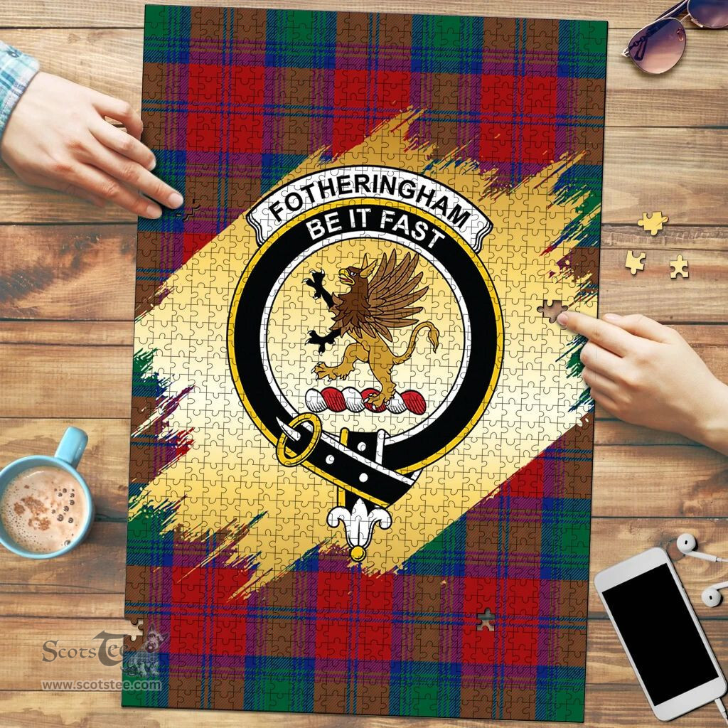 Scottish Fotheringham Modern Clan Tartan Puzzle - Gold Style Scottish Plaid Tartan Plaid