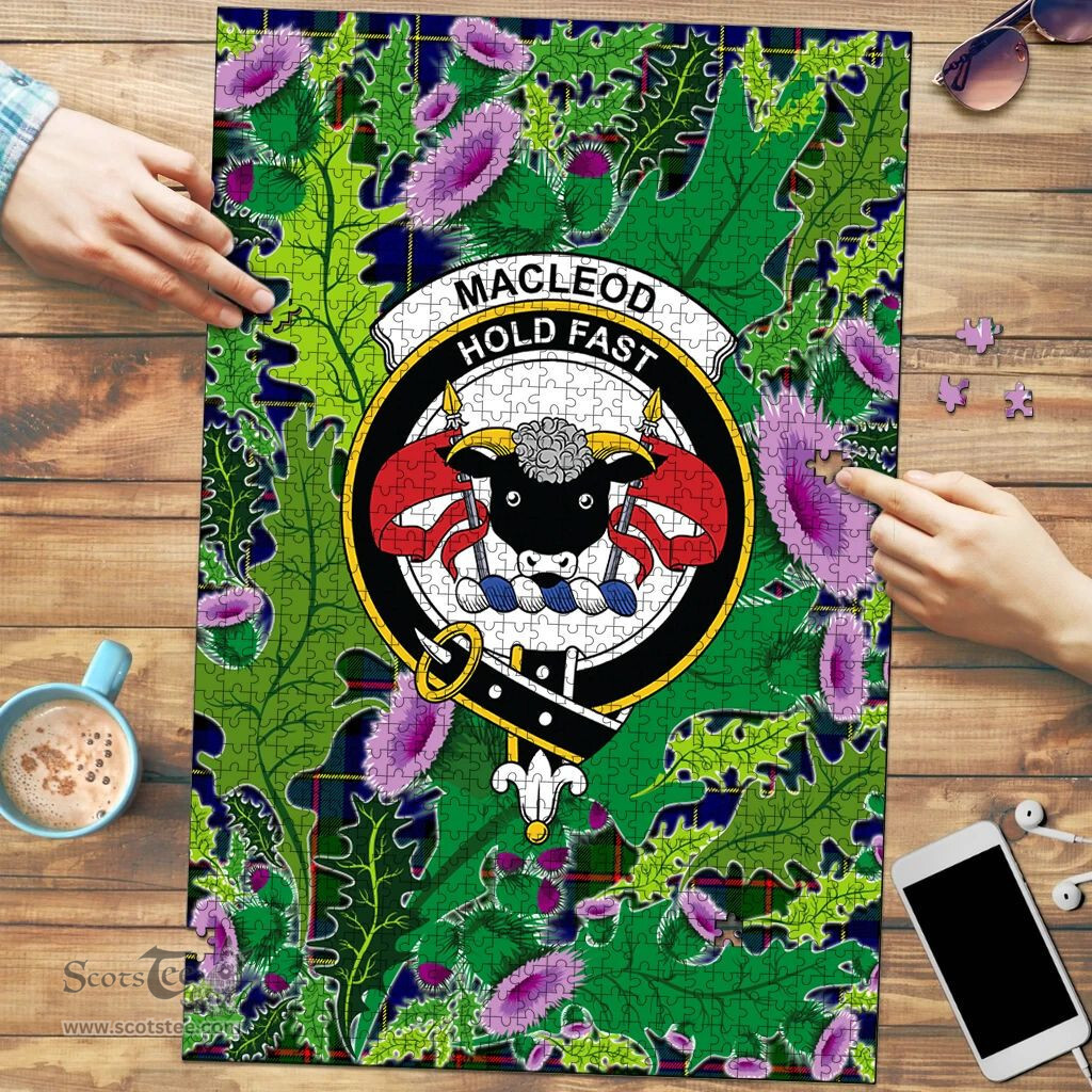Scottish MacLeod of Harris Modern Clan Tartan Puzzle - Thistle Pattern Style Scottish Plaid Tartan Plaid