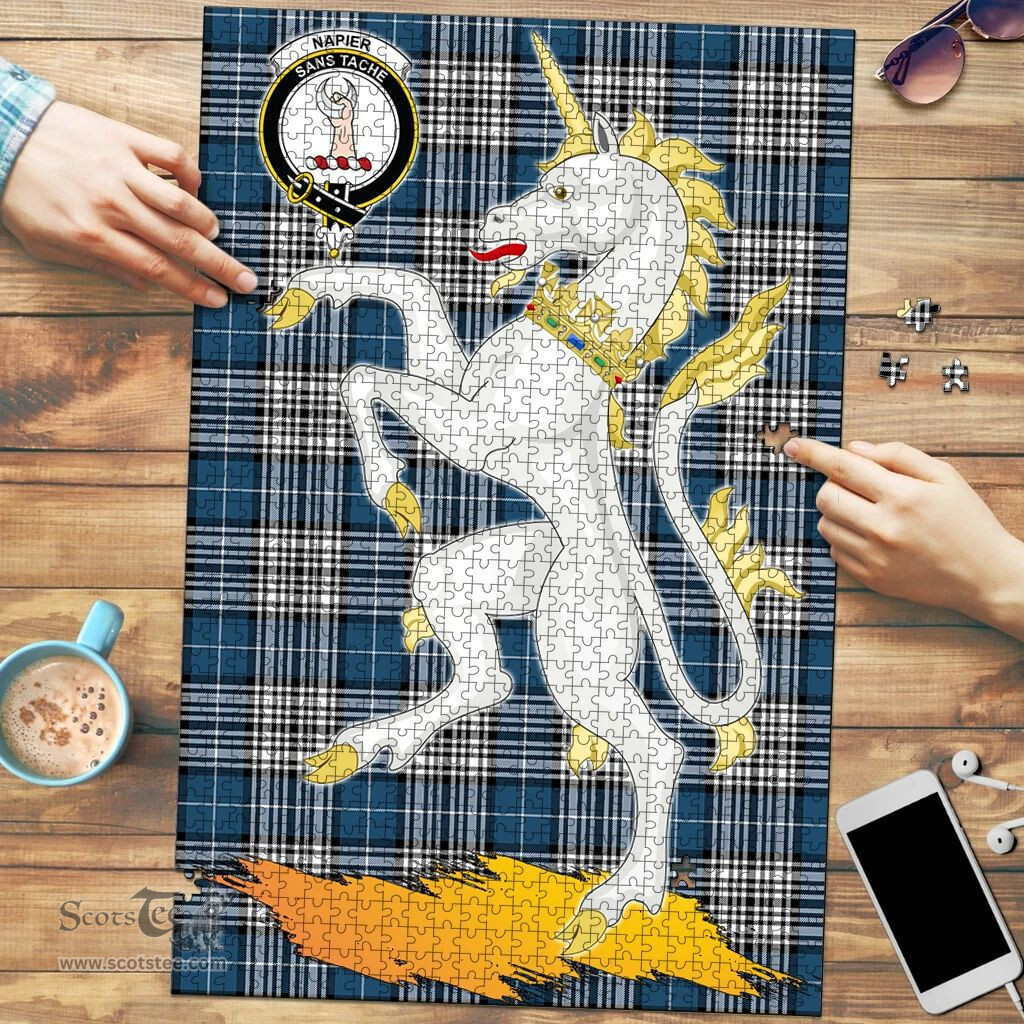 Scottish Napier Modern Clan Tartan Puzzle - Unicorn Style Scottish Plaid Tartan Plaid
