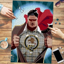 Scottish Graham of Menteith Weathered Clan Tartan Puzzle - Supper Hero Style Scottish Plaid Tartan Plaid