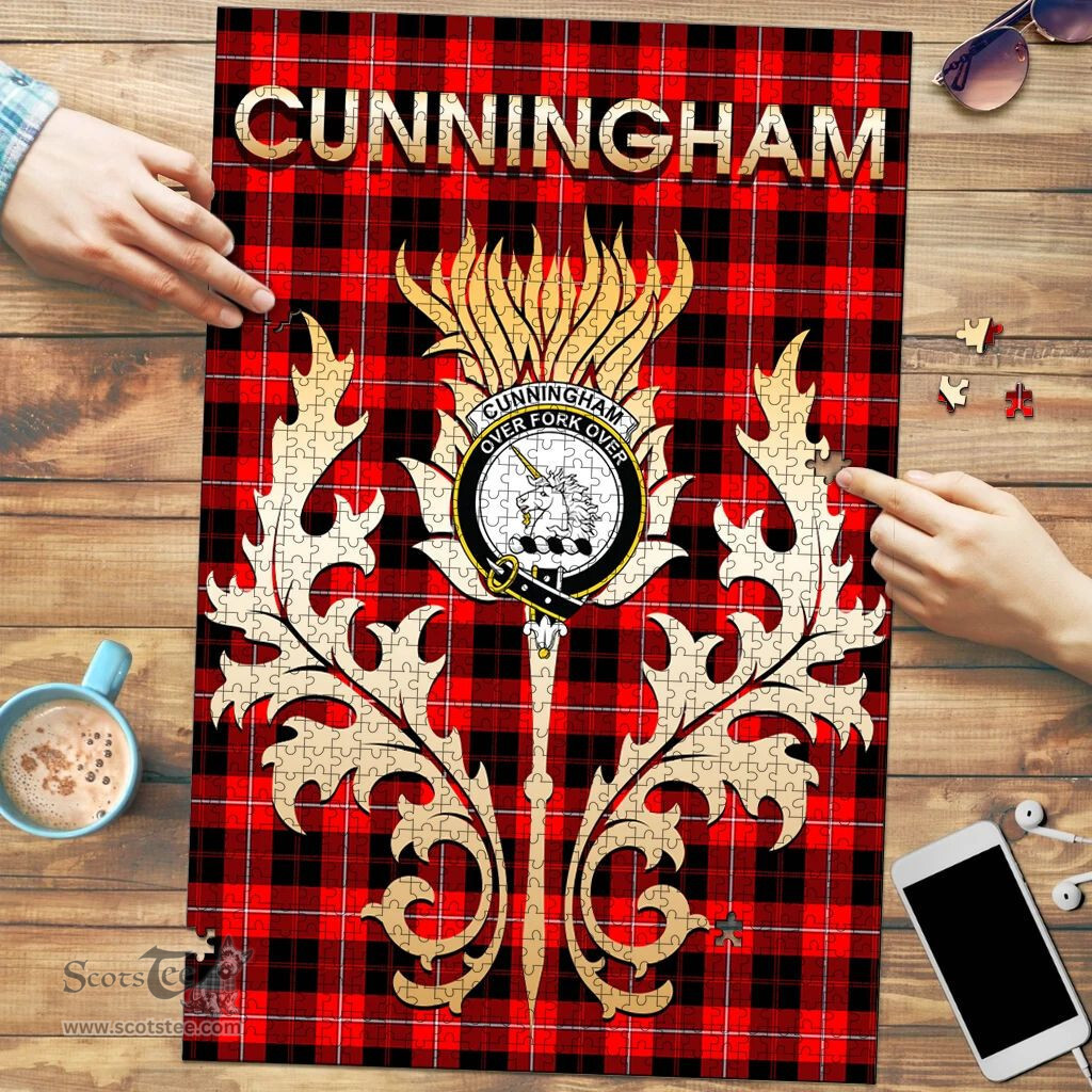 Scottish Cunningham Modern Clan Tartan Puzzle - Thistle Scotland Style Scottish Plaid Tartan Plaid