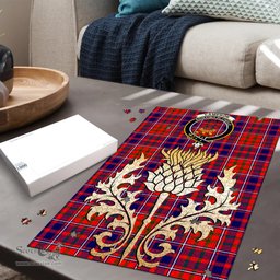 Scottish Cameron of Lochiel Modern Clan Tartan Puzzle - Thistle Gold Style Scottish Plaid Tartan Plaid