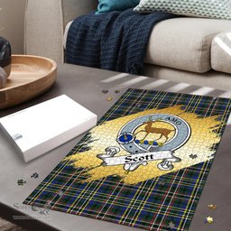 Scottish Scott Green Modern Clan Tartan Puzzle - Gold Style Scottish Plaid Tartan Plaid
