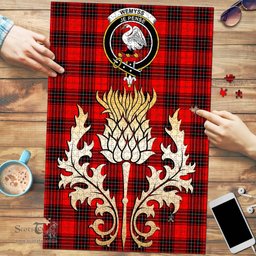 Scottish Wemyss Modern Clan Tartan Puzzle - Thistle Gold Style Scottish Plaid Tartan Plaid