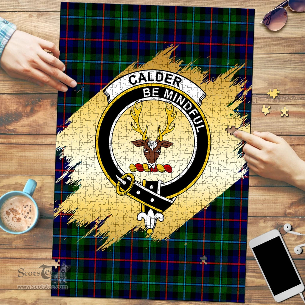 Scottish Calder Modern Clan Tartan Puzzle - Gold Style Scottish Plaid Tartan Plaid