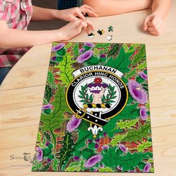 Scottish Buchanan Old Set Weathered Clan Tartan Puzzle - Thistle Pattern Style Scottish Plaid Tartan Plaid