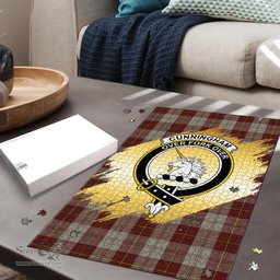 Scottish Cunningham Burgundy Dancers Clan Tartan Puzzle - Gold Style Scottish Plaid Tartan Plaid