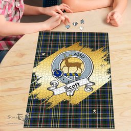 Scottish Scott Green Modern Clan Tartan Puzzle - Gold Style Scottish Plaid Tartan Plaid