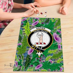 Scottish Napier Ancient Clan Tartan Puzzle - Thistle Pattern Style Scottish Plaid Tartan Plaid